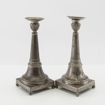 Nils Justelius candlesticks, a pair of pewter, Eksjö 1812.