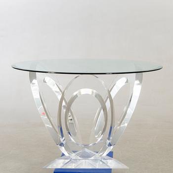 A Mikhail Loznikov signed glass and plexi dining table later part of the 20th century.