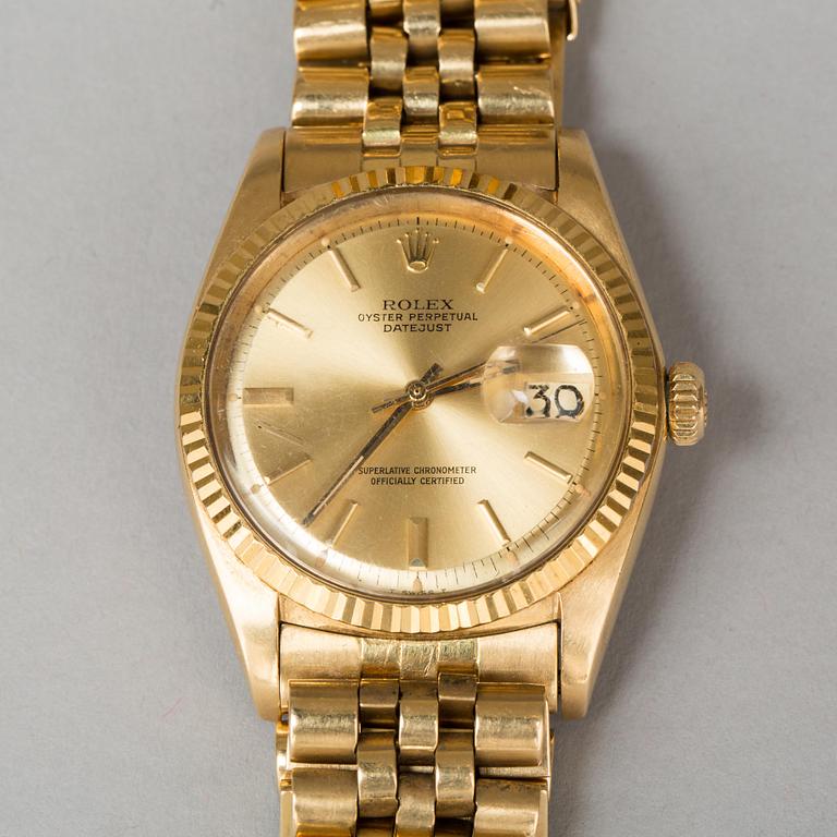 ARMBANDSUR, Rolex, Oyster Perpetual Datejust, 18K guld. 1970-tal.