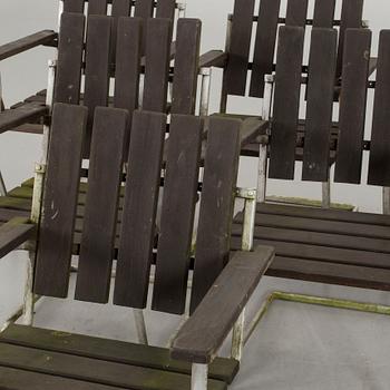 TRÄDGÅRDSSTOLAR, 6 st snarlika, 1900-talets andra hälft.