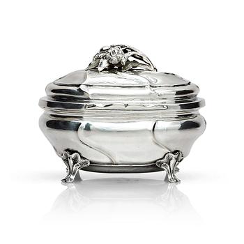 205. A Swedish Rococo 18th Century silver sugar-casket, marks of Petter Davidsson, Norrköping 1750.