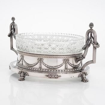 An early 20th-century Fabergé silver-mounted cut-glass presentation bowl. Imperial Warrant, scratched inventory number.