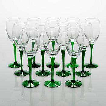 SAARA HOPEA,  A set of 12 'Traviata' wine glasses, Nuutajärvi.