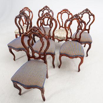 A set of six and two Neo Rococo mahogany chairs.