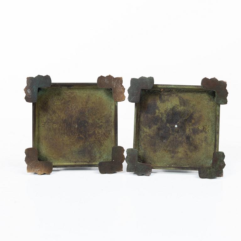 Guldsmedsaktiebolaget (GAB), Candlesticks, a pair, bronze, model no. 117, Art Deco.