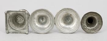 LJUSSTAKAR, 4 st, tenn, bla Mathias Norling, Jönköping. 1800-tal.