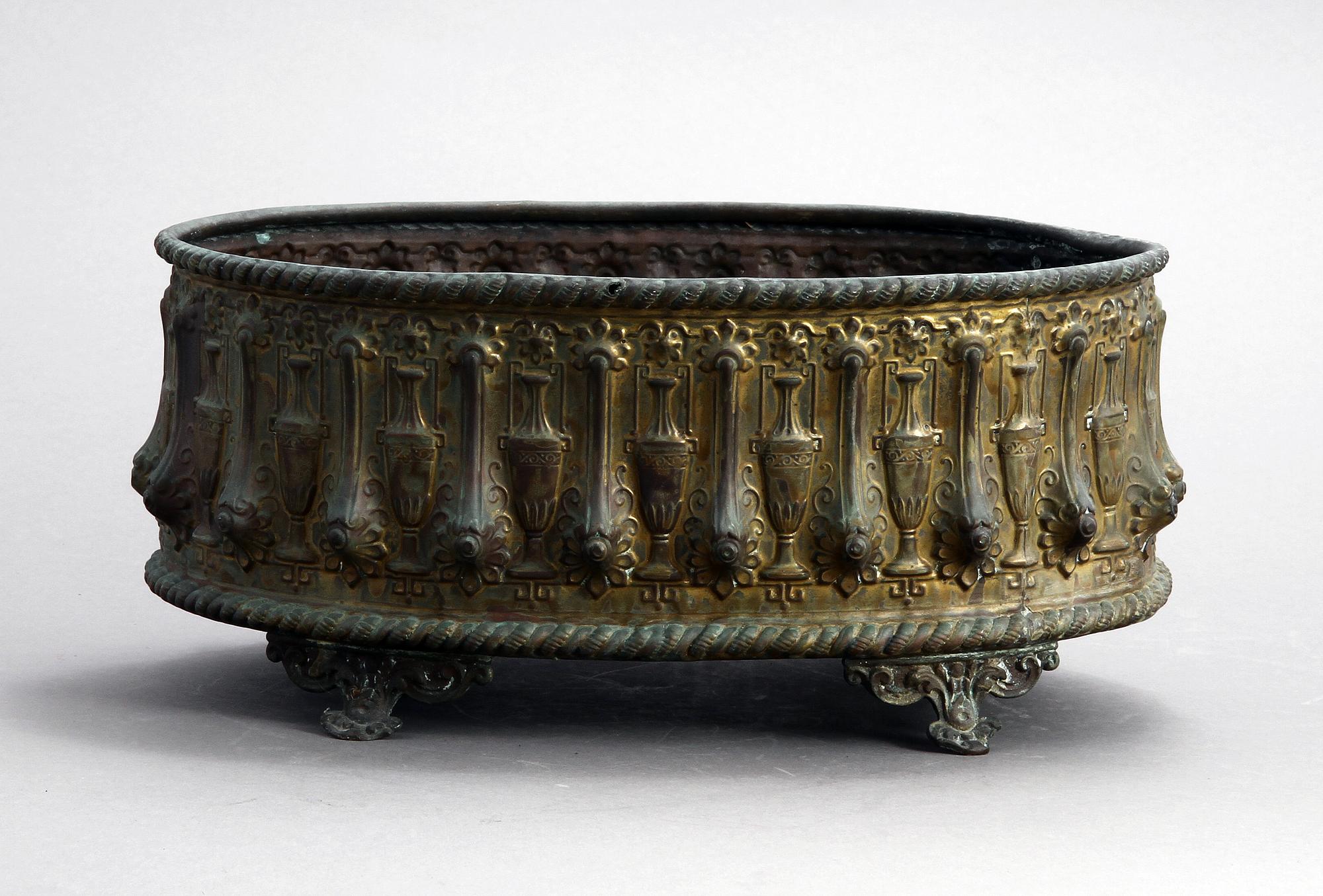 JARDINERE, mässingsplåt, 1800/1900-tal.