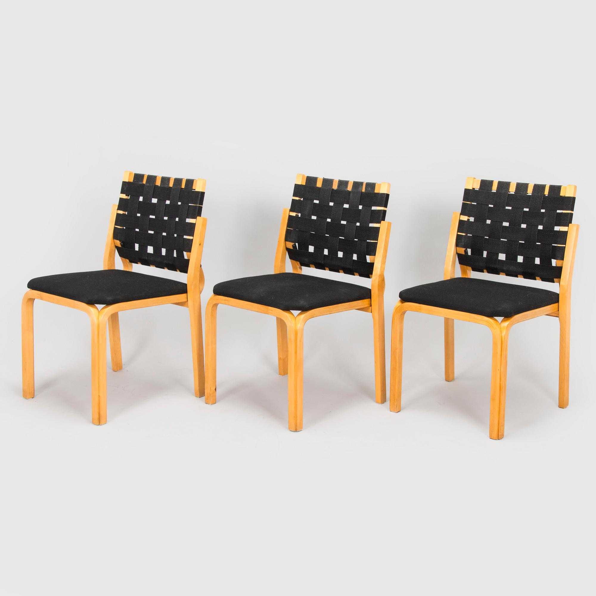 Alvar Aalto, stolar, 3 st, modell 612, Artek 1900-talets mitt.