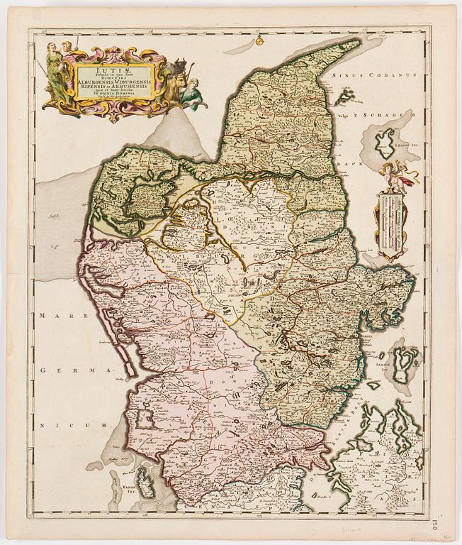 WILLEM JANSZOON BLAEU, karta, 1600-tal och FREDERIC DE WIT, karta ca 1690-tal.