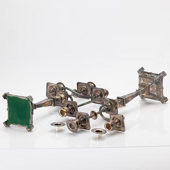 Pair of candelabra, nickel silver, Empire style, first half of the 20th century.