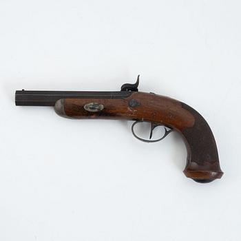 A mid 19th Century rifled percussion pistol.