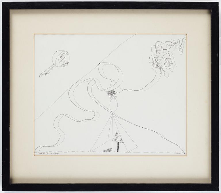 Hans Viksten, tusch på papper, signerad och daterad 1978.