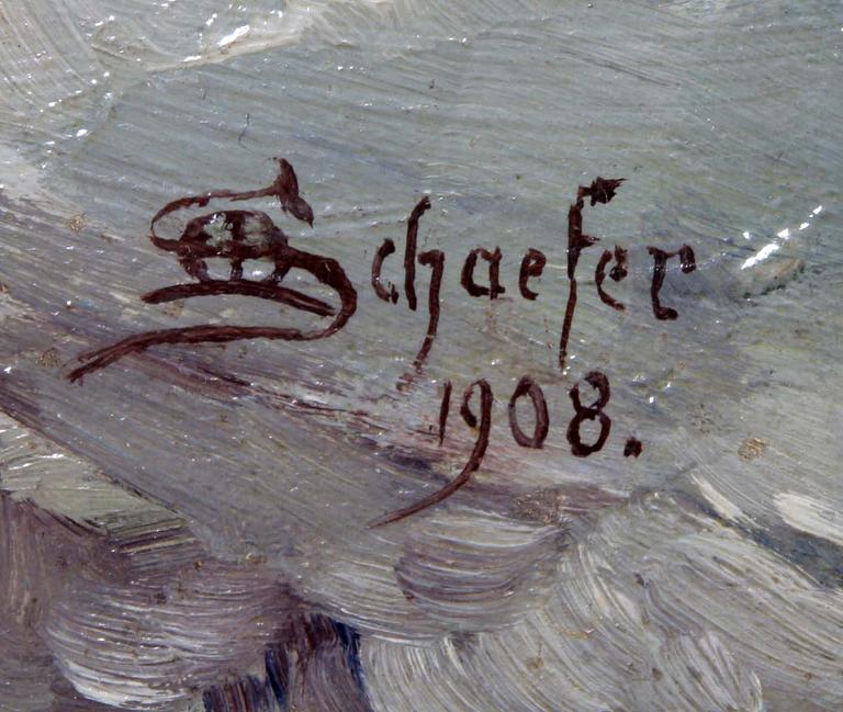 OKÄND KONSTNÄR, olja på pannå, sign Schaefer och dat 1908.