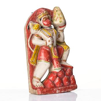 Skulptur, alabaster. Indien, Hannuman, sent 1800-tal.