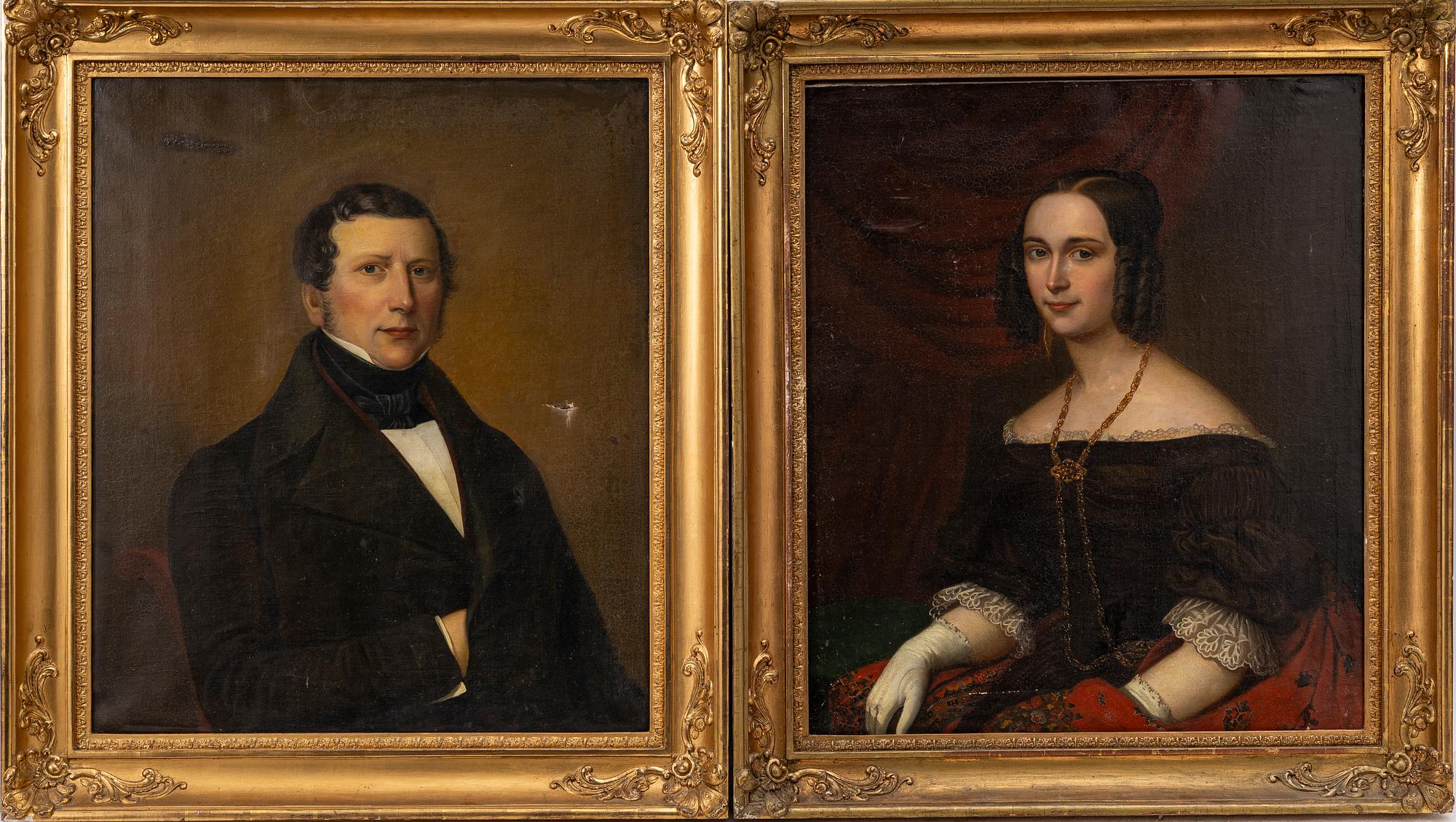 Swedish artist, mid-19th century, portraits, a pair.