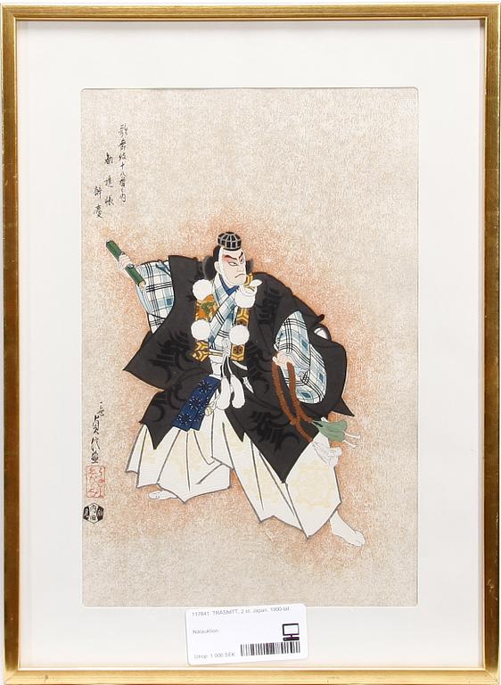 TRÄSNITT, 2 st. Sadanobu Hasegawa III resp Utamaro Kitagawa, Japan. 1900-tal.