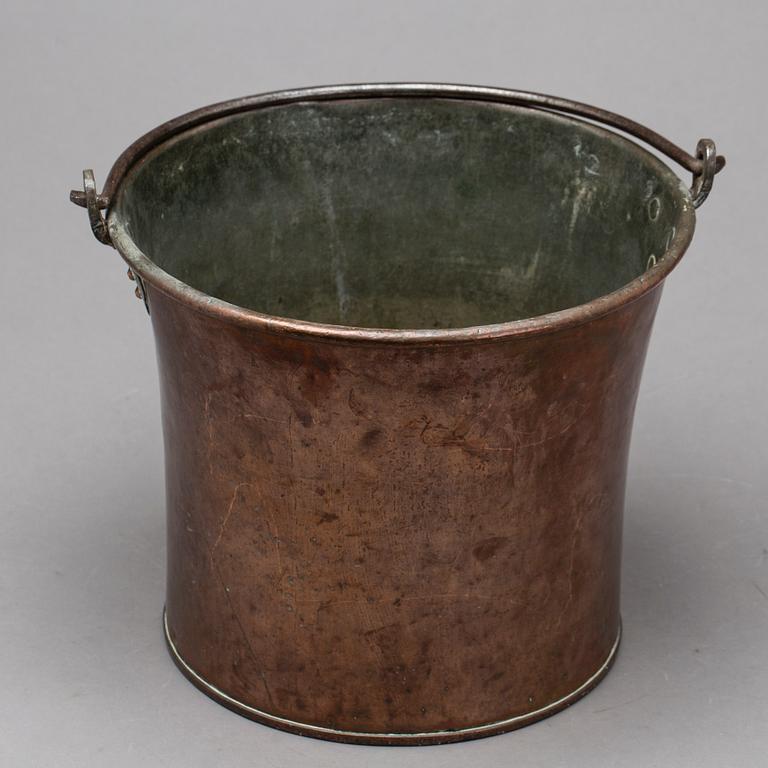 BUCKET, copper, around 1900.