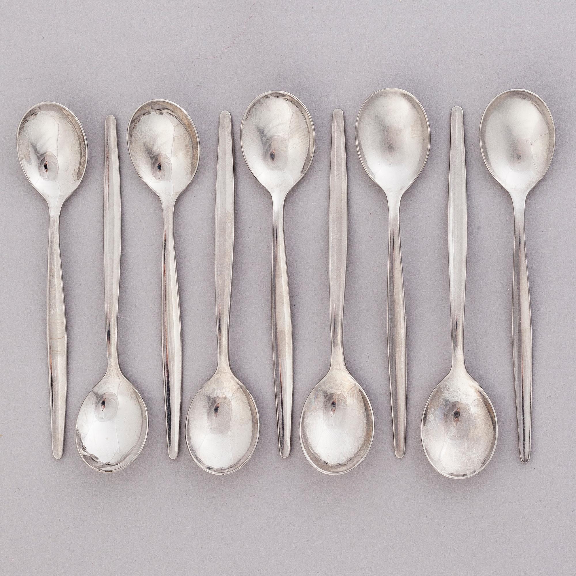ILMARI TAPIOVAARA 1960s 122-piece Set of Polar Flatware for Hackman, Finland.