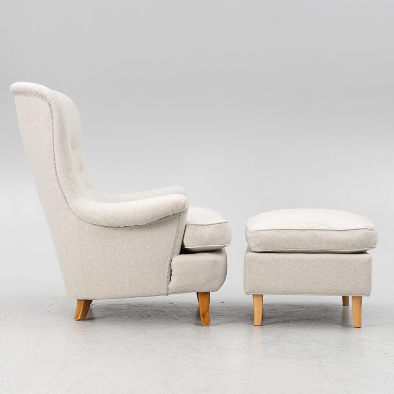 Carl Malmsten, an armchair with footstool, "Solo", second half of the 20th century.