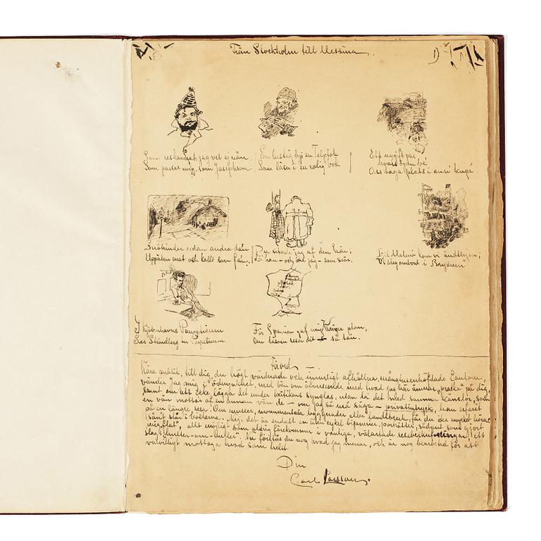 Carl Larsson, CARL LARSSON, illustrated travel story, "Från Stockholm till Messina" (From Stockholm to Messina), 1886.