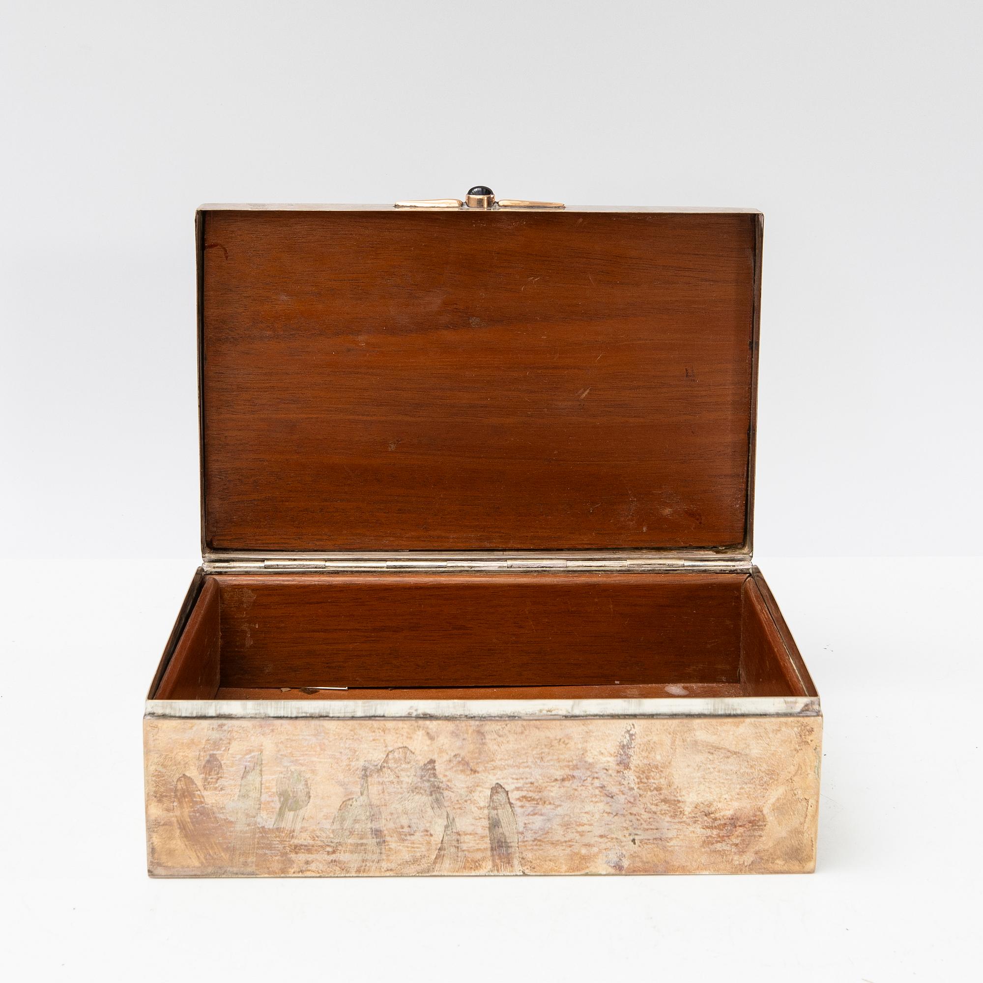 Box, silver with cabochon-cut stone, John E. Anderson, first half of the 20th century.
