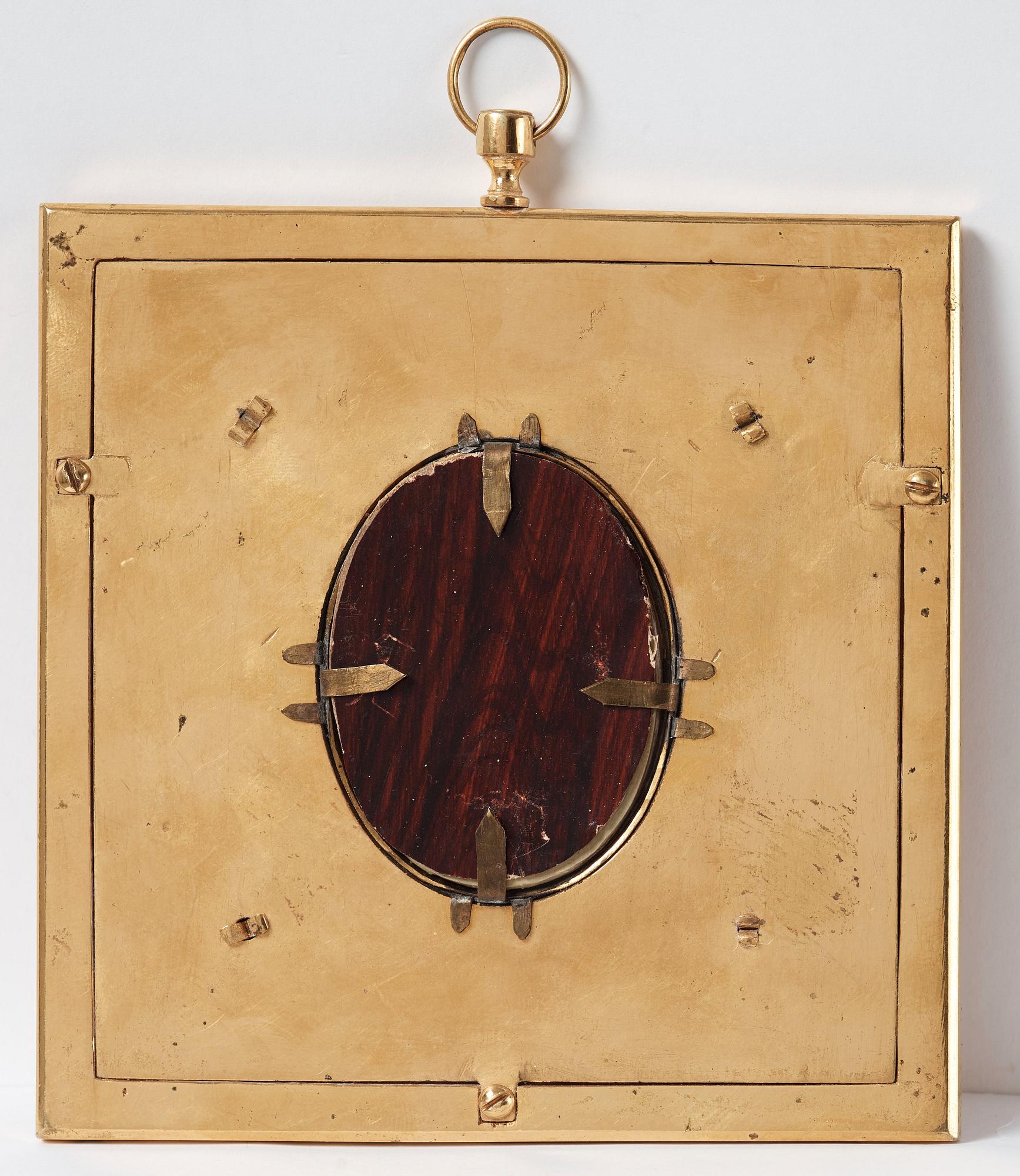 Unknown artist 18th Century. Miniature. Unsigned. Gouache on bone 6 x 4,5 cm (inc. frame  13,5 x 12 cm).