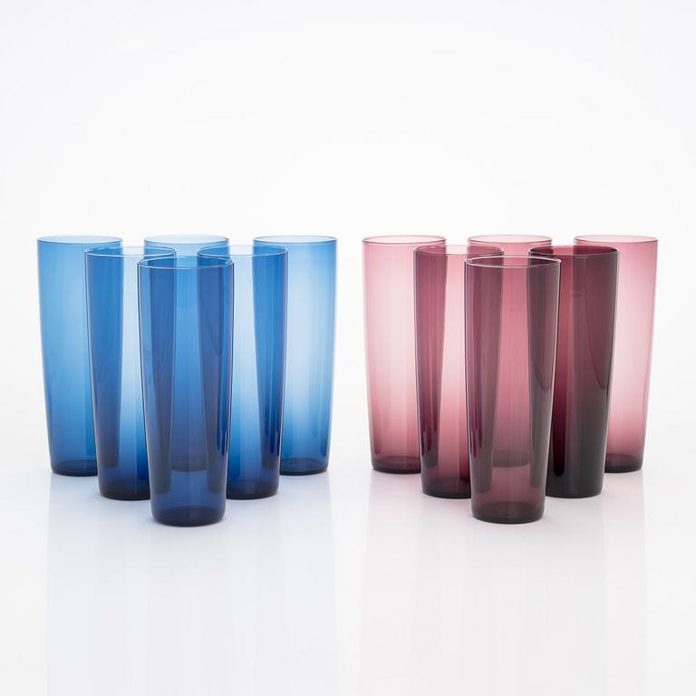 Tapio Wirkkala, a set of 12 juice glasses, model 2204, Iittala, Finland. In production 1956-1969.