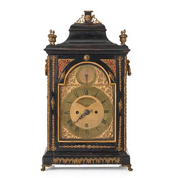 An ebonised George III striking bracket clock with pull repeat marked 'John Taylor London', late 18th century.