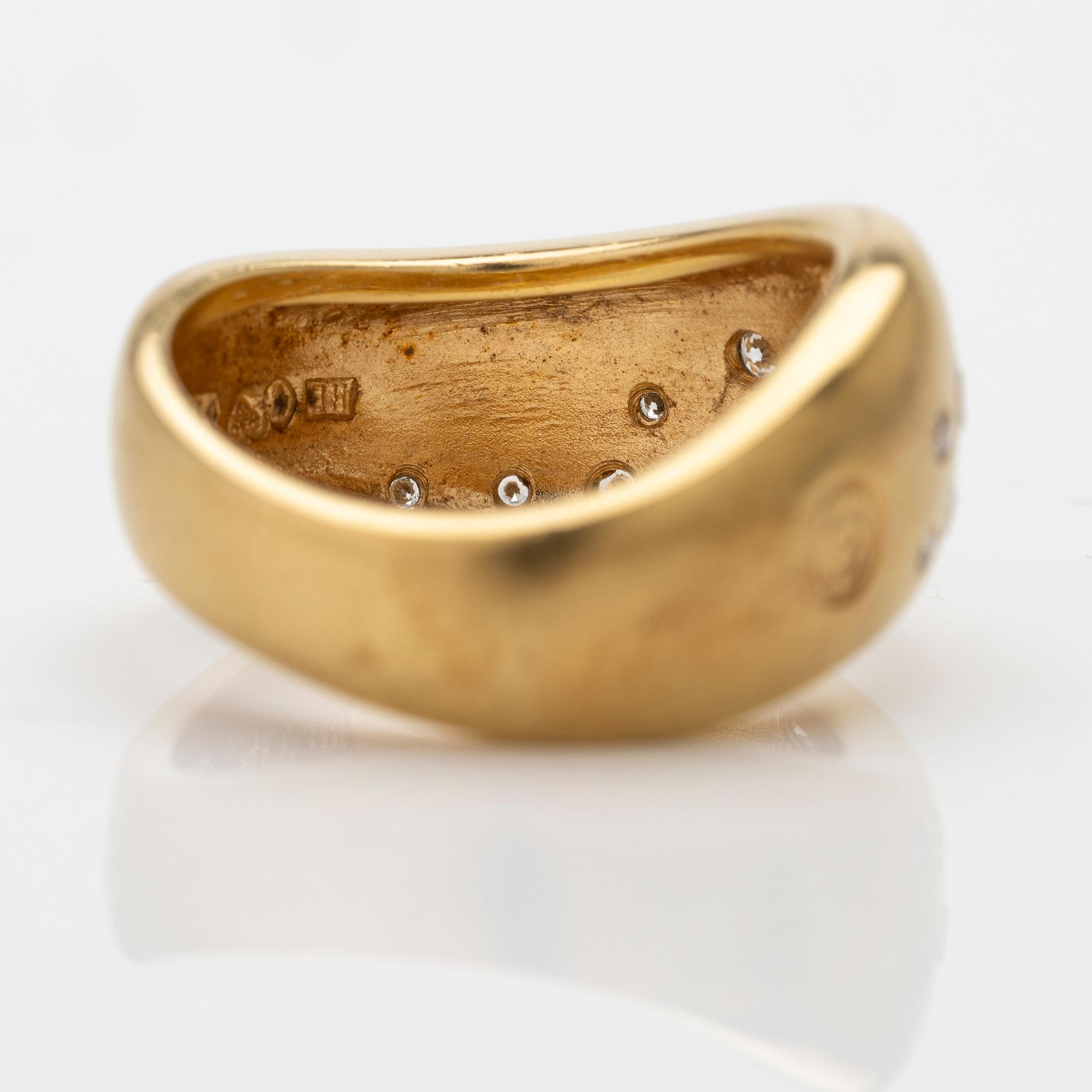 Heribert Engelbert, 18K gold ring with diamonds, Stockholm 1998.