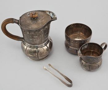 KAFFESERVIS, 4 delar, silver, L & Co, Birmingham, England,  1910. Vikt 590 g.