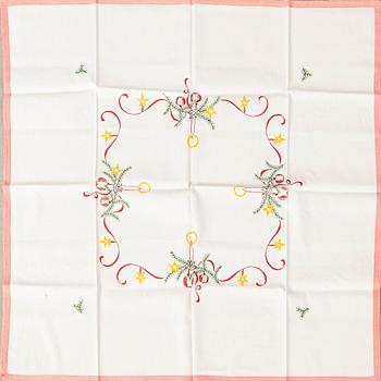 A collection of Christmas tablecloths 12 pcs first half/mid 20th century.