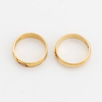 Ordensringar, Odd Fellow, 2 st, 18K guld.