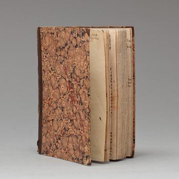 BOK, "Sinnrike betänkiande om allehanda widunder och beydande tekn/..." Av Johan Spencer. Tryckt Olao Enæo, Sthlm 1709.