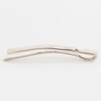 Earrings, silver, "Mini Punk" 1990, and tie clip, Björn Weckström, Lapponia.