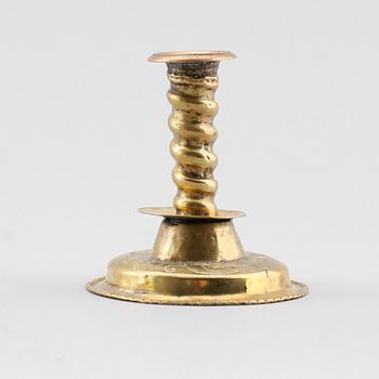 LJUSSTAKE, mässing, 1700-tal.