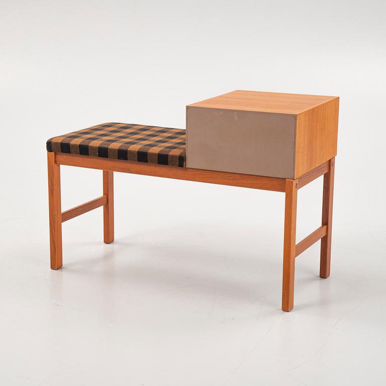 A teak bench with drawers, 1950s/60s.