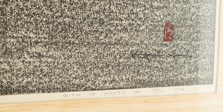 Kiyoshi Saito, färgträsnitt, signerad, numrerad 25/100 samt daterad 1964.