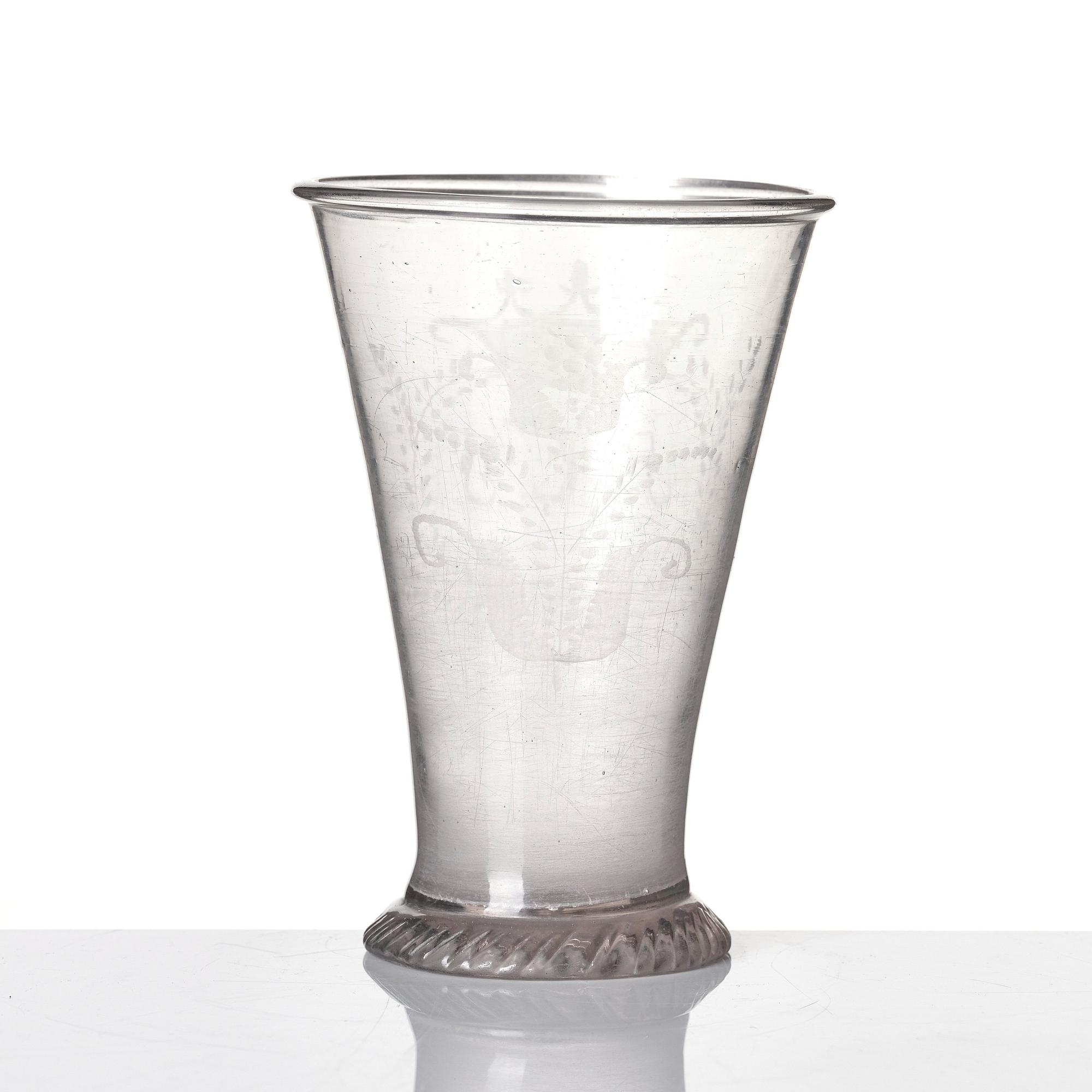 A glass goblet, Skånska glasbruket, Sweden, 18th Century.