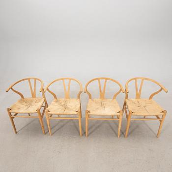 Hans J. Wegner, stolar, 4 st, "Y-stolen" modell CH-24, Carl Hansen & Søn, Danmark.