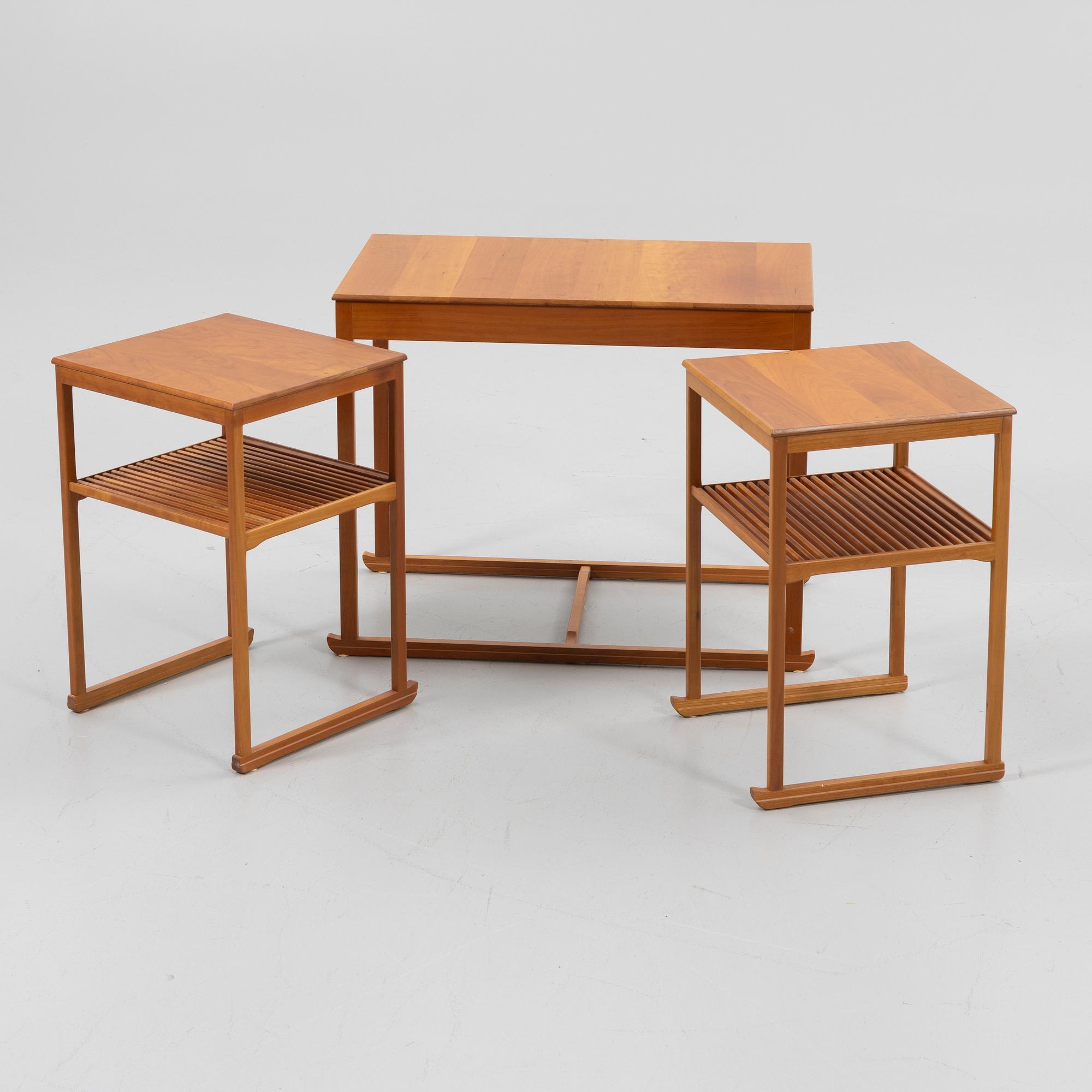 Carl Malmsten, set table 3 pieces, "The Sledge", late 20th century.