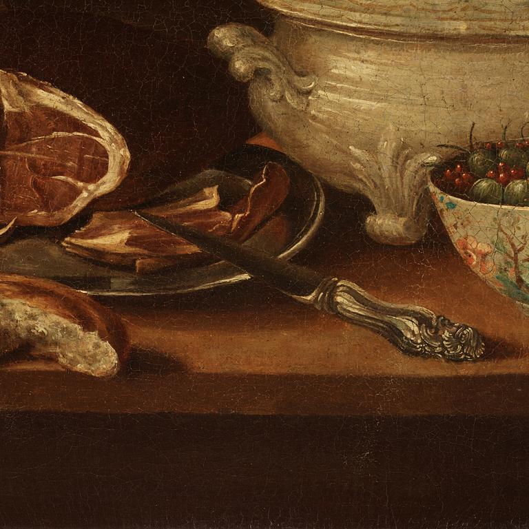 Pehr Hilleström, Pehr Hilleström, Still Life with Piece of Meat, Tureen, Bread, and Bowl with Gooseberries and Red Currants.