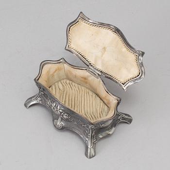 A WMF silver plate Art Nouveau jewellery box, circa 1900.