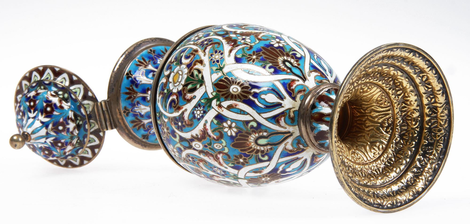 LOCKURNA, orientalisk stil, silver och emalj, Gorham Manufacturing Co, 1800/1900-tal.