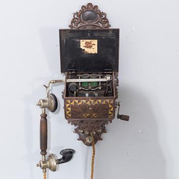 A Norwegian "Elektrisk Bureau" wall mounted telephone modell year 1898.