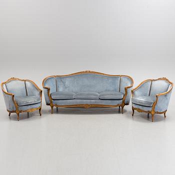 A three piece rococo style lounge furniture.