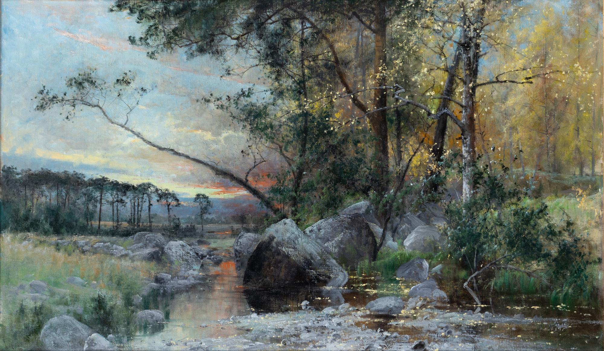 Arvid Mauritz Lindström, Summer landscape at dusk.