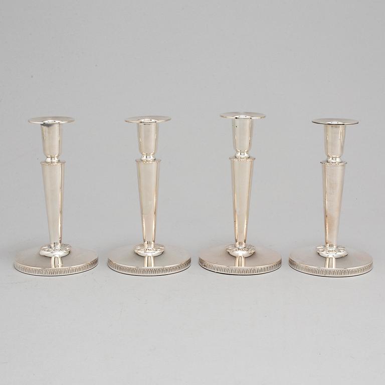 Four silver candle sticks, Göteborg, 1980's.