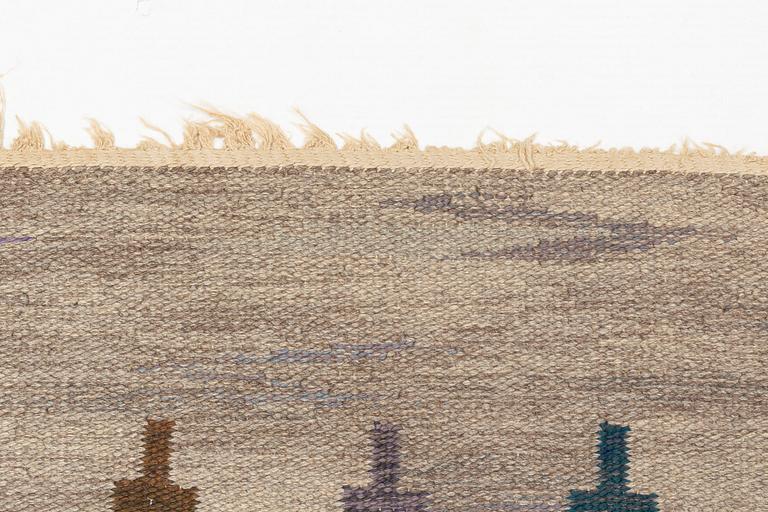 Judith Johansson, a carpet, "Regn", flat weave, ca 241 x 170 cm, signed JJ.