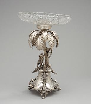 A German silver and glass centrepiece, ca 1890.