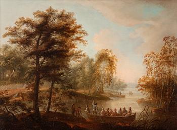 219. Anders Holm, Landscape with figures and city in the background.